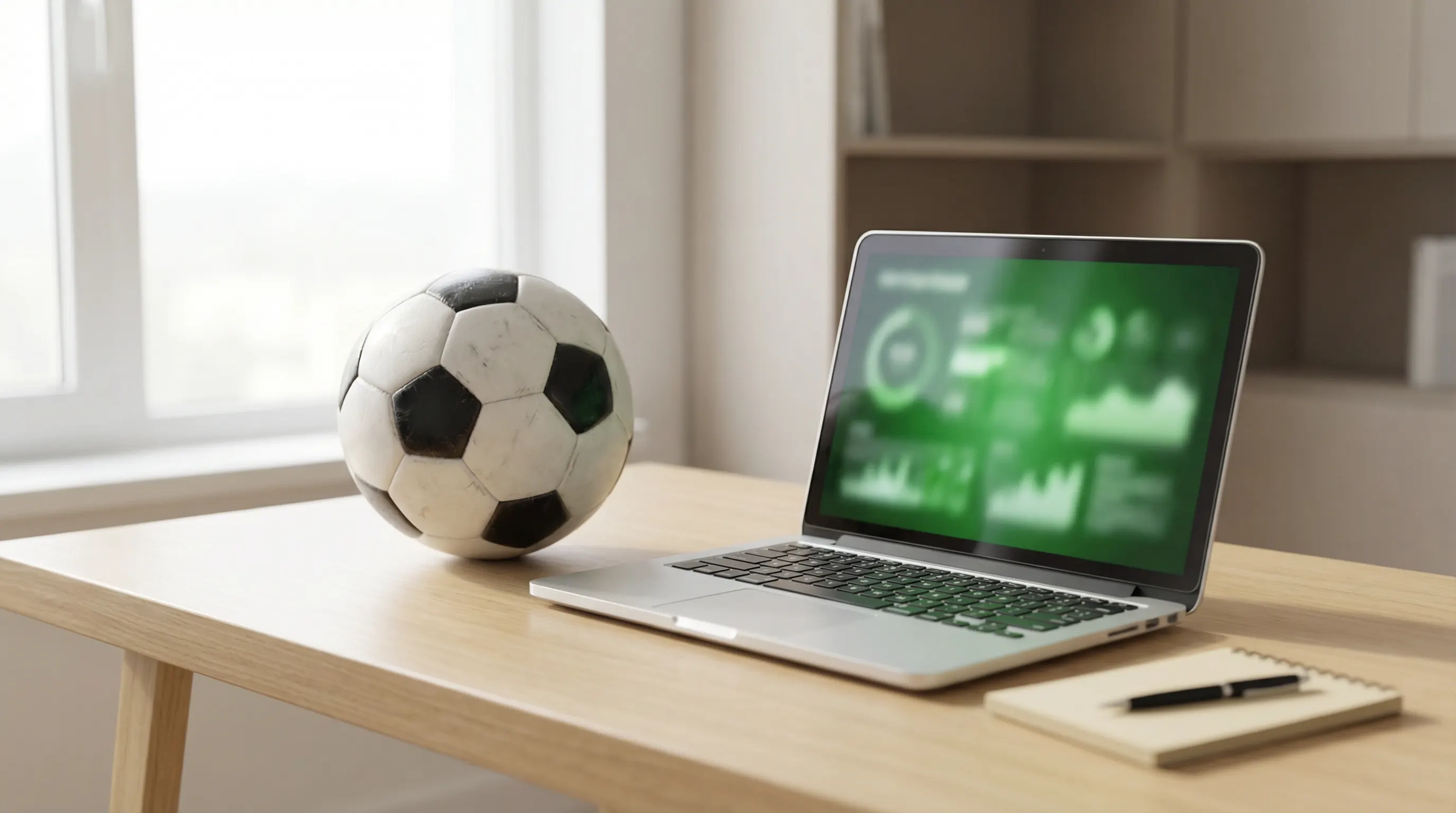 Bet365 WK 2026 review met een laptop en voetbal op een bureau in een professionele sfeer