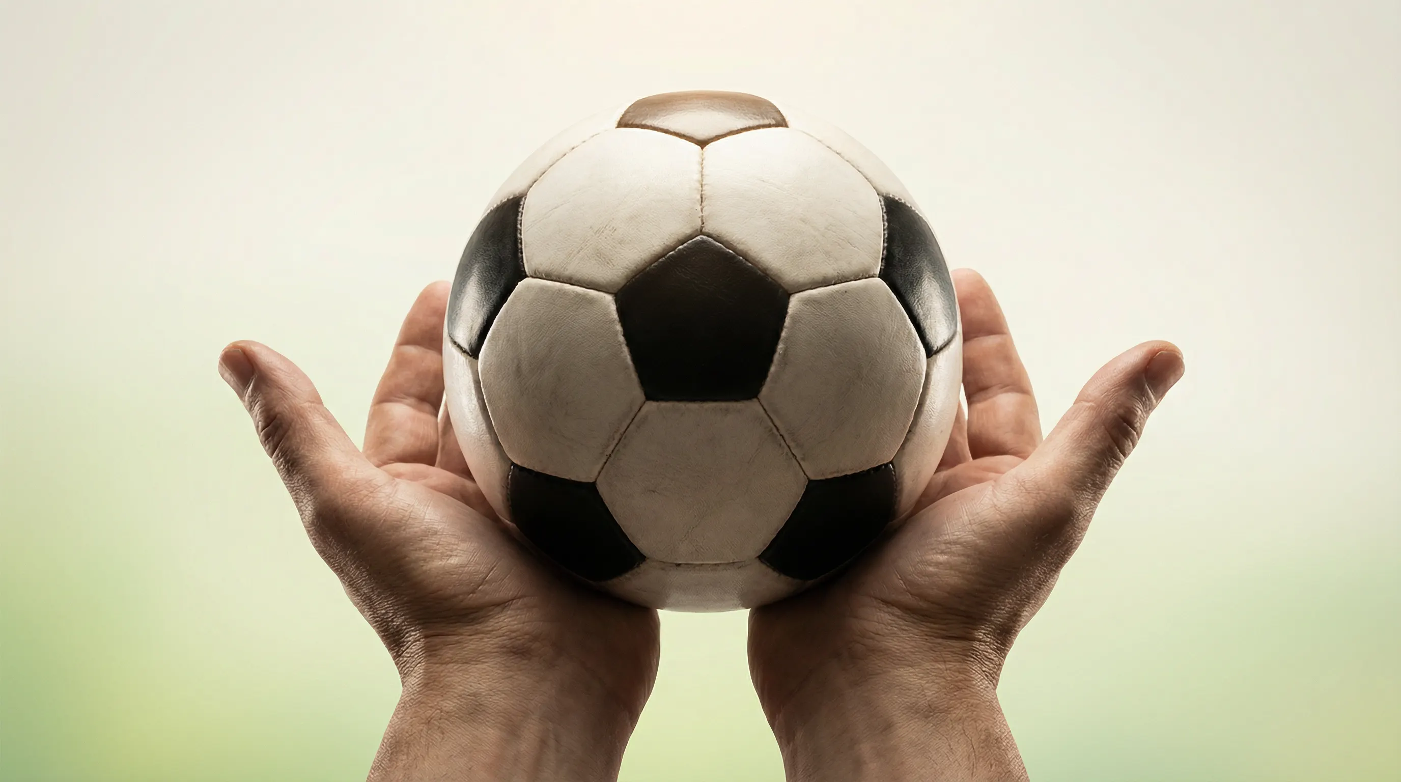 Verantwoord wedden op het WK met een hand die een beschermend gebaar maakt boven een voetbal