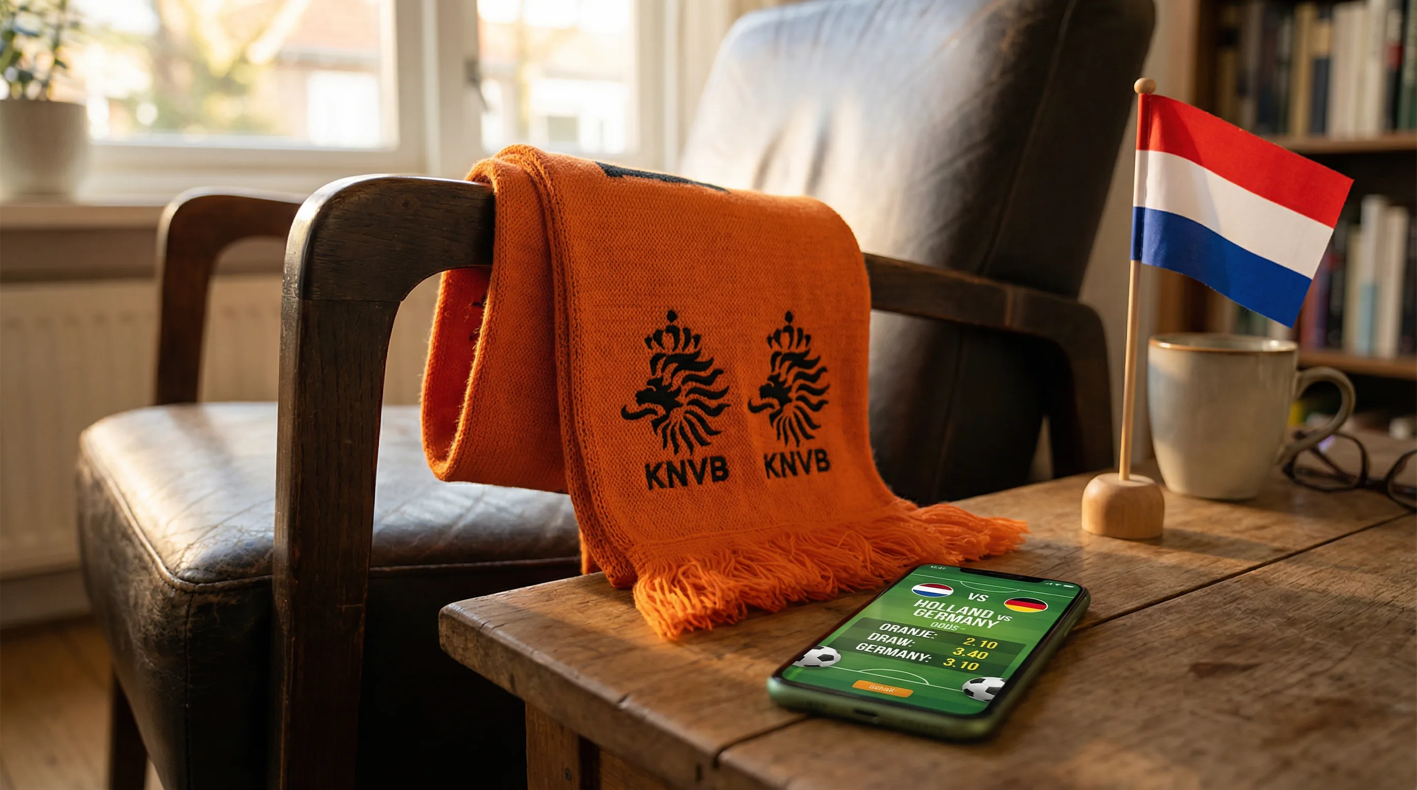 Nederlands elftal Oranje voetbalshirt met WK 2026 odds op de achtergrond