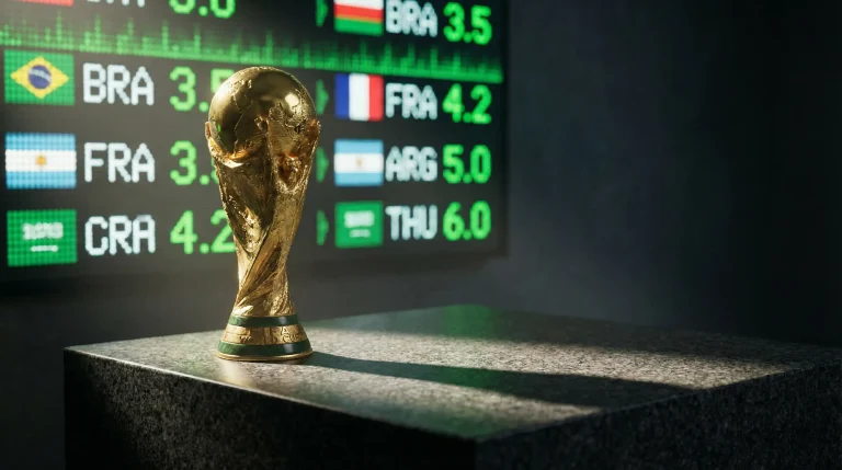 WK 2026 outright weddenschap met wereldbeker trofee en odds bord