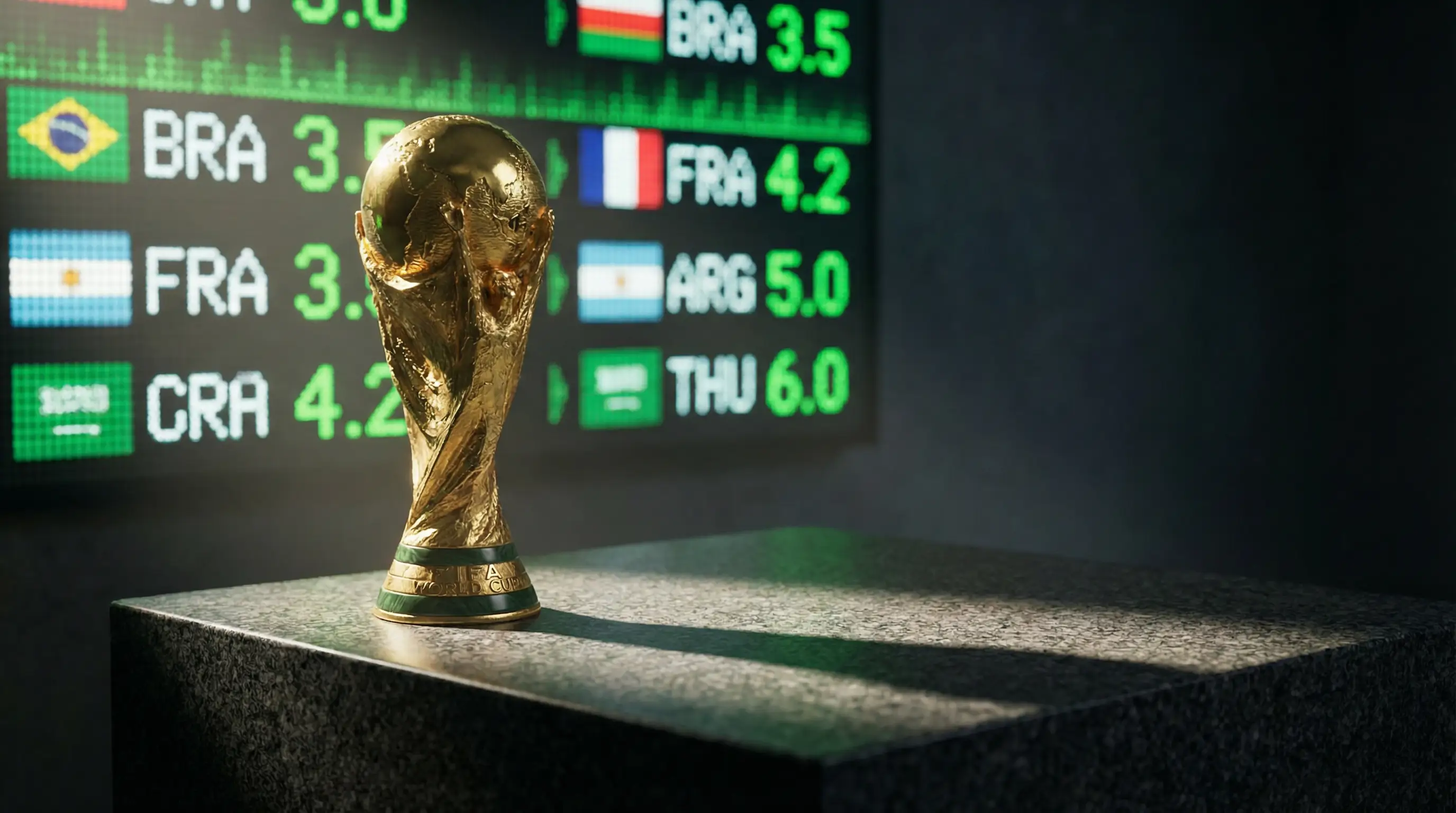 WK 2026 outright weddenschap met wereldbeker trofee en odds bord