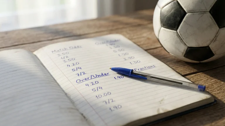 WK 2026 quoteringen uitgelegd met een notitieboek en pen naast een voetbal op een houten tafel