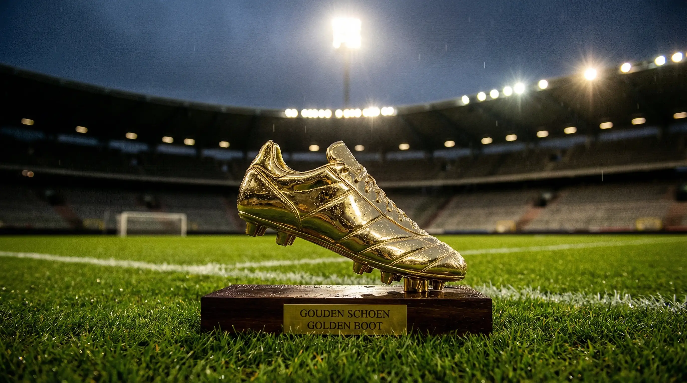 WK 2026 topscorer met gouden schoen op een voetbalveld