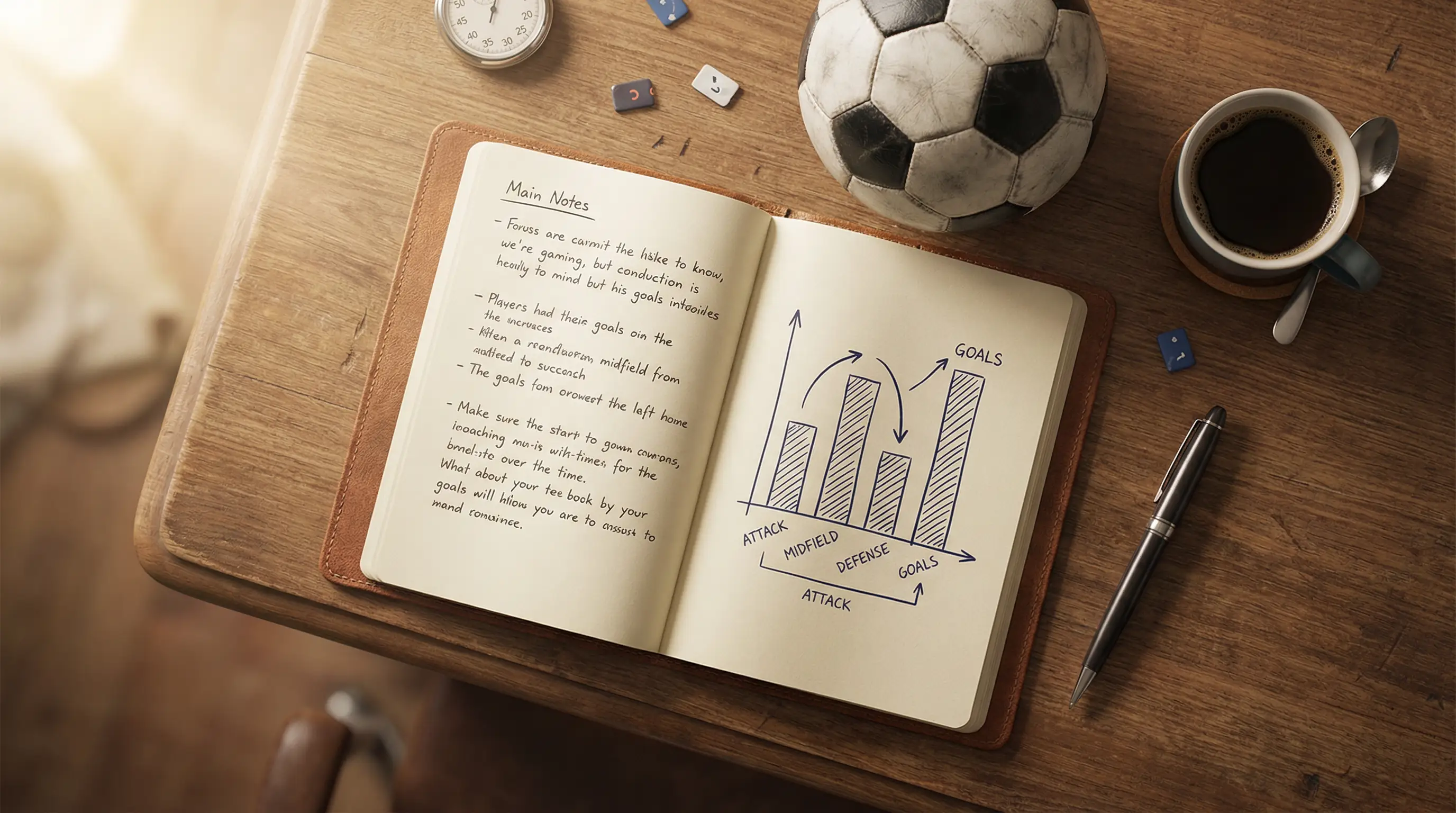 WK 2026 wedstrategieën — notitieboek met wedplan naast een voetbal